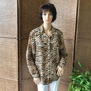 Beige & black animal print blouse